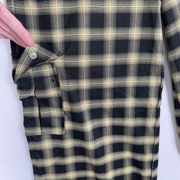 Hot Topic Pants Womens Large Yellow Black Plaid Wide Leg Trousers Cargo Grunge - Picture 15 of 16